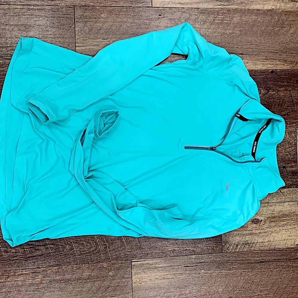 Nike Running, dri-fit pull over quarter zip, turquoise